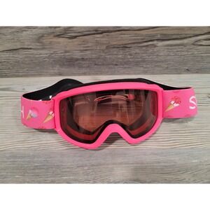 Youth skiing goggles small Smith Pink Sidekicks Cylindrical carbonic-x lens